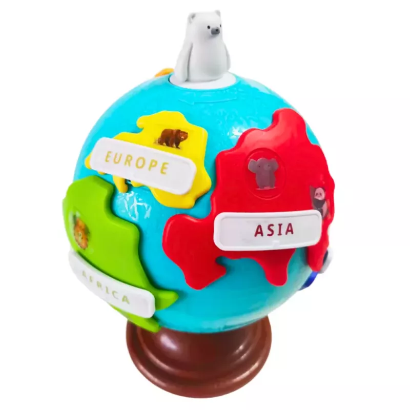 LEAN TOYS Interaktiver Lernglobus für Kleinkinder Kontinente rotierend
