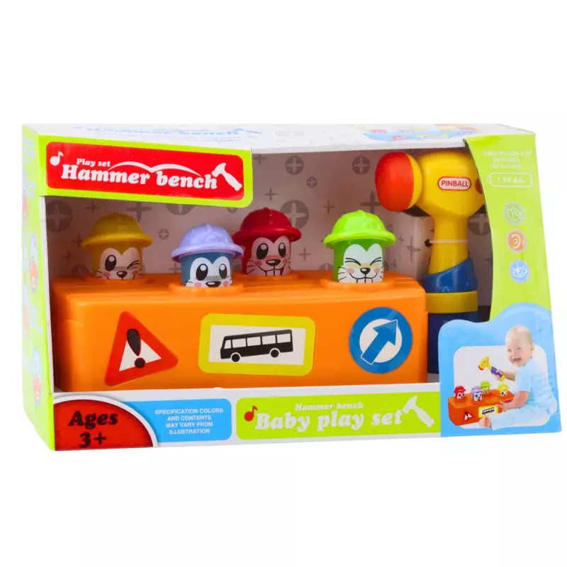 LEAN TOYS Interaktives Spielzeug Bunter Hammer Hamster Straßenbau