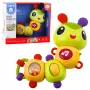 LEAN TOYS Interaktive sensorische Raupe mit Musikrassel und Beißring, rotierend 360°