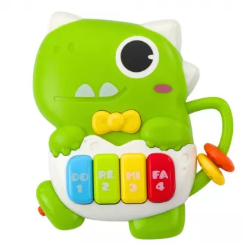 LEAN TOYS Mini-Klavier für Kleinkinder, Dinosaurier Grün, Lichter und Geräusche