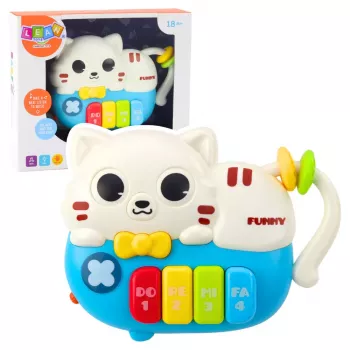 LEAN TOYS Mini-Klavier für Kleinkinder Kätzchen Blau Lichter Klänge