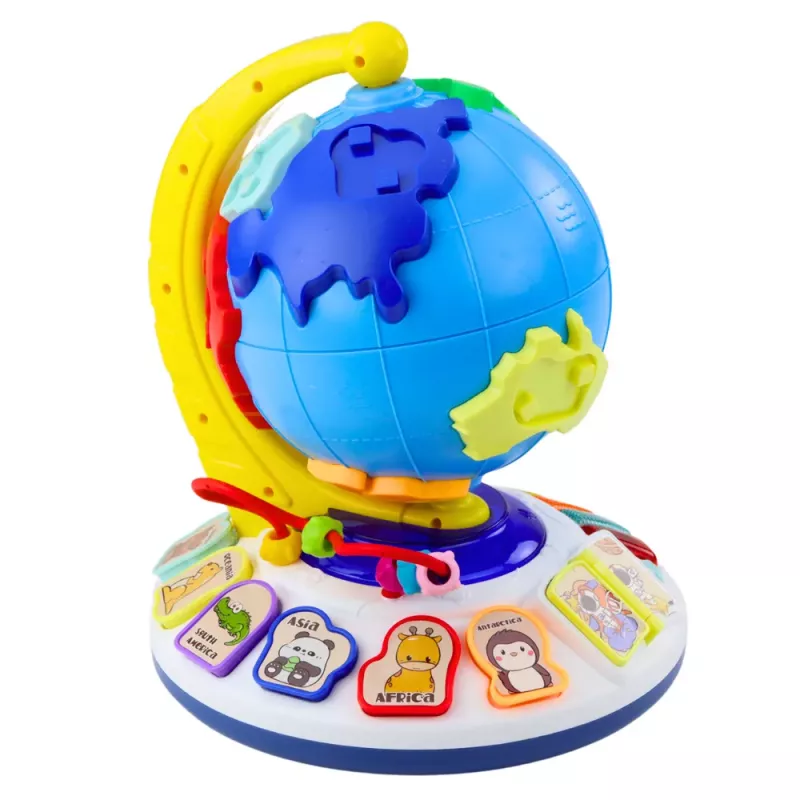 LEAN TOYS Interaktiver pädagogischer Musikglobus für Kleinkinder Kontinente Tiere