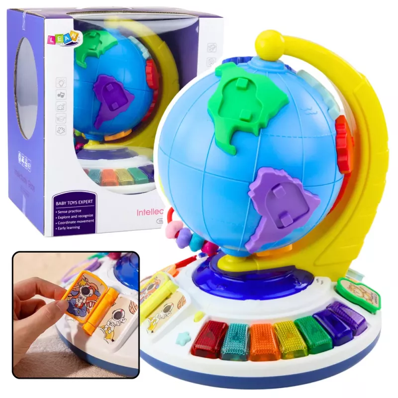 LEAN TOYS Interaktiver pädagogischer Musikglobus für Kleinkinder Kontinente Tiere