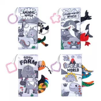 LEAN TOYS Set weicher pädagogischer Sinnesbücher für Kleinkinder 4 Stück