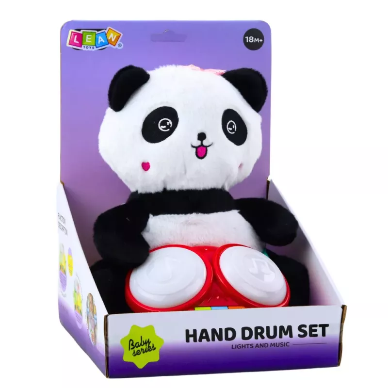 LEAN TOYS Plüschpanda mit Trommeln Maskottchen Kuscheltier Lichter Geräusche