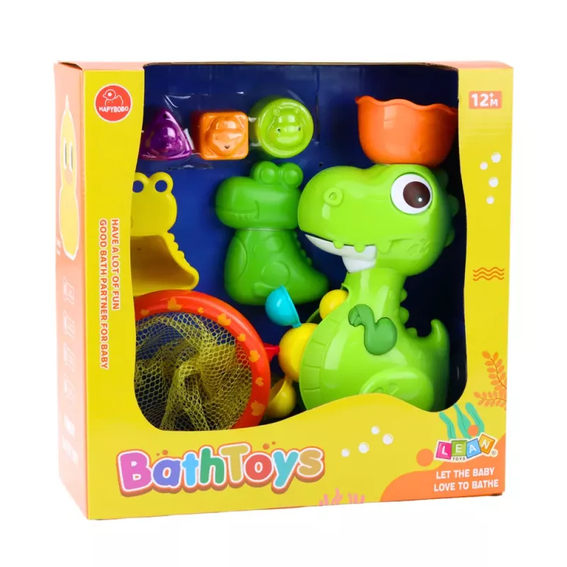 LEAN TOYS Badespielzeug-Set Dinosaurier mit Mühlenzubehör 8-teilig