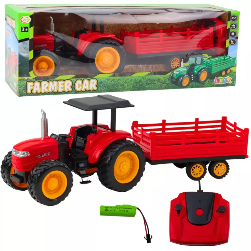 LEAN TOYS RC-Fernlenk-Traktor mit Anhänger Rot