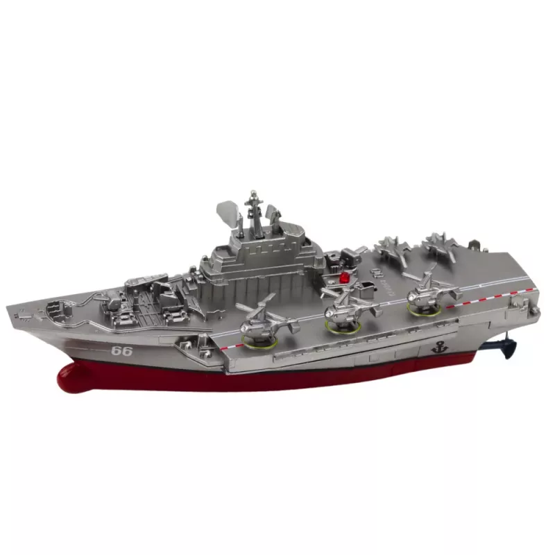 LEAN TOYS Militärschiff ferngesteuertes Boot RC Silber 15cm
