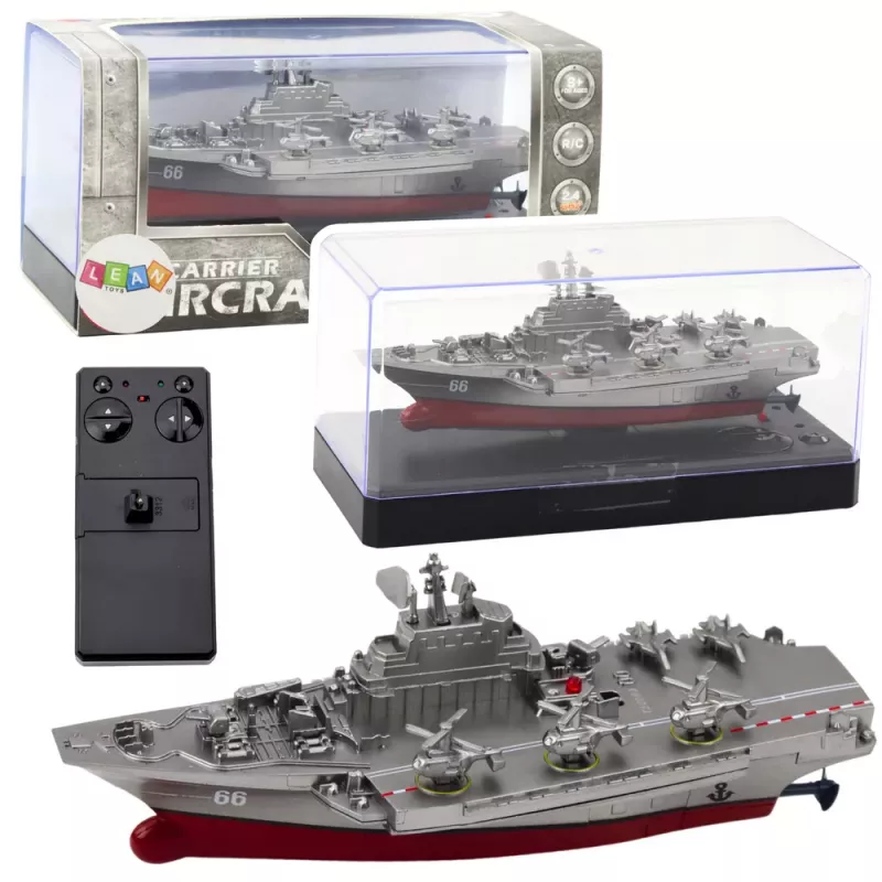 LEAN TOYS Militärschiff ferngesteuertes Boot RC Silber 15cm