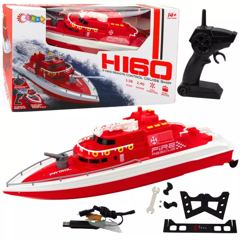 LEAN TOYS ferngesteuertes Motorboot RC 1:28 Rot