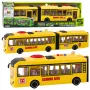 LEAN TOYS Gelenk-Schulbus mit öffnenden Türen, Lichtern, Geräuschen, Gelb, Maßstab 1:16