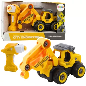 LEAN TOYS ferngesteuerter Schraubendreher RC Bagger Gelb 2in1