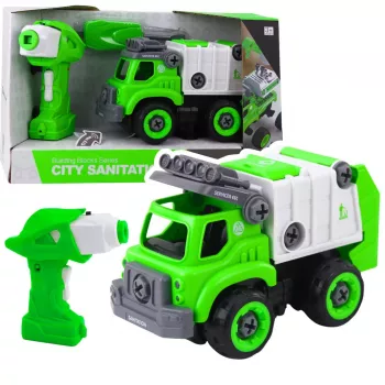 LEAN TOYS Müllwagen ferngesteuert RC Schraubendreher Grün 2 in 1
