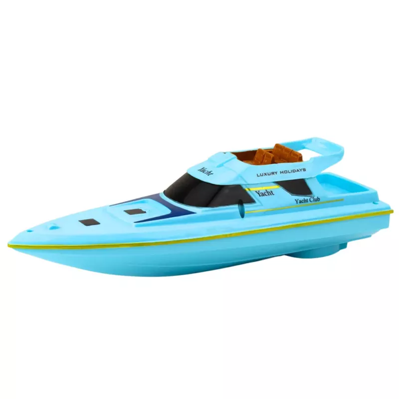 LEAN TOYS Boot Motorboot schwimmende Yacht batteriebetrieben Blau