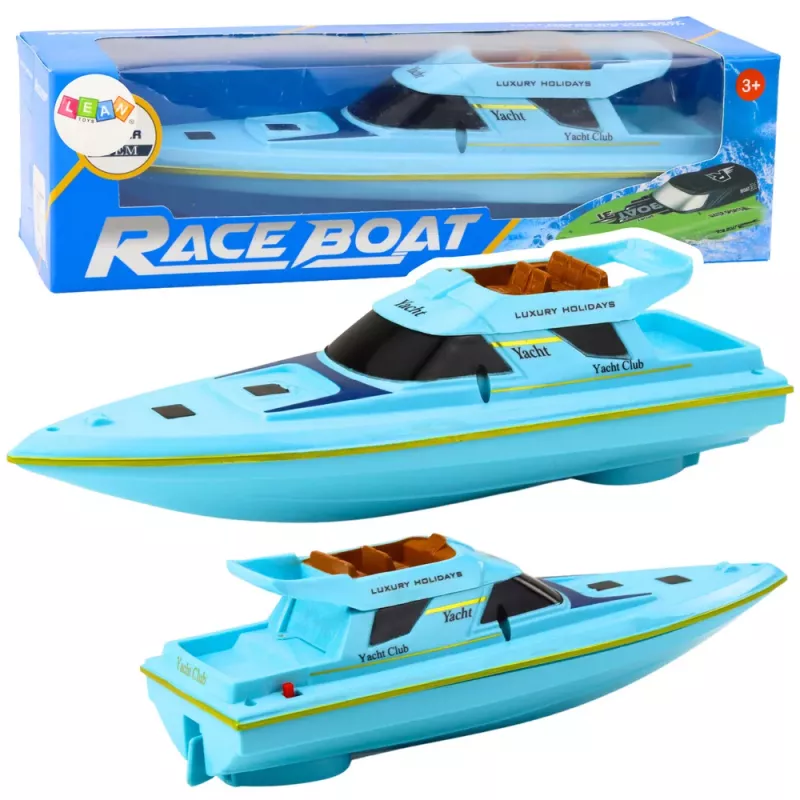 LEAN TOYS Boot Motorboot schwimmende Yacht batteriebetrieben Blau