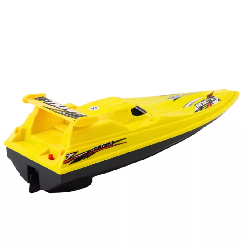 LEAN TOYS Boot Motorboot schwimmende Yacht batteriebetrieben Gelb