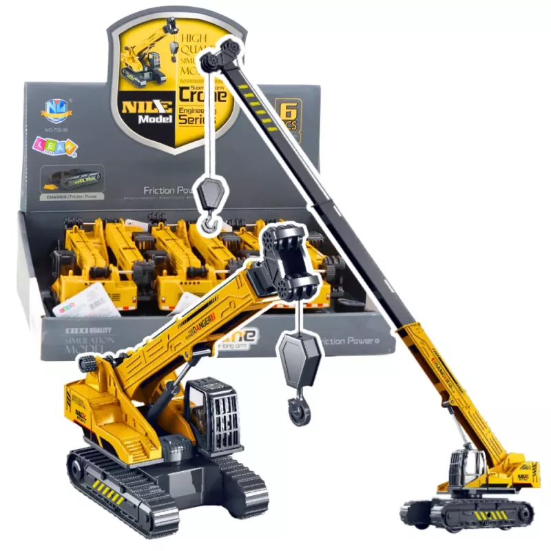 LEAN TOYS Raupenkran mit ausfahrbarer, drehbarer Kabine 360° Gelb