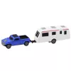 LEAN TOYS Set of Metal Car with Camper Trailer Blue