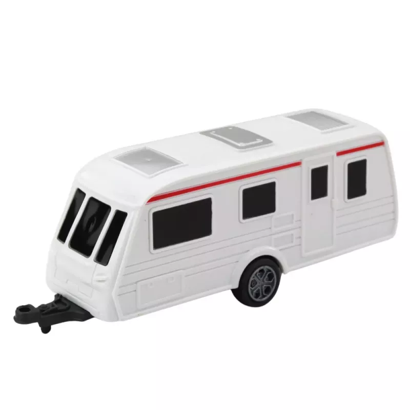 LEAN TOYS Set of Metal Car with Camper Trailer Red