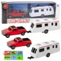 LEAN TOYS Set of Metal Car with Camper Trailer Red