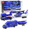 LEAN TOYS Polizei Rettungsauto Boot LKW Hubschrauber Blau Set