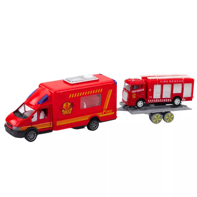 LEAN TOYS Feuerwehr Autos Spielset Rot