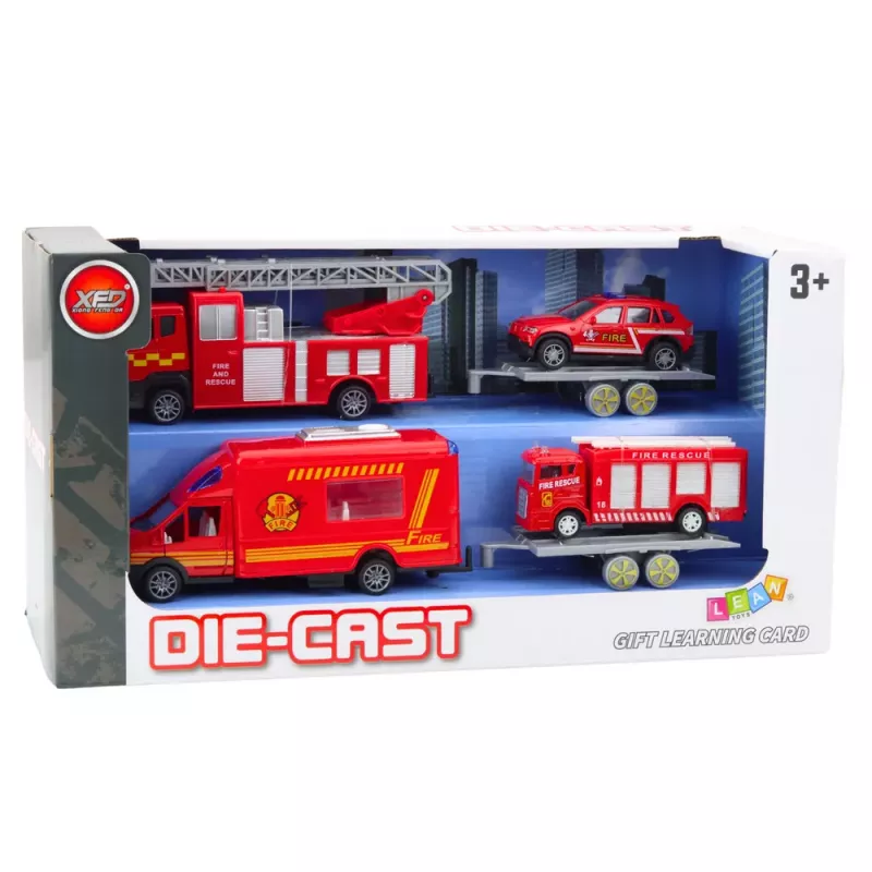 LEAN TOYS Feuerwehr Autos Spielset Rot