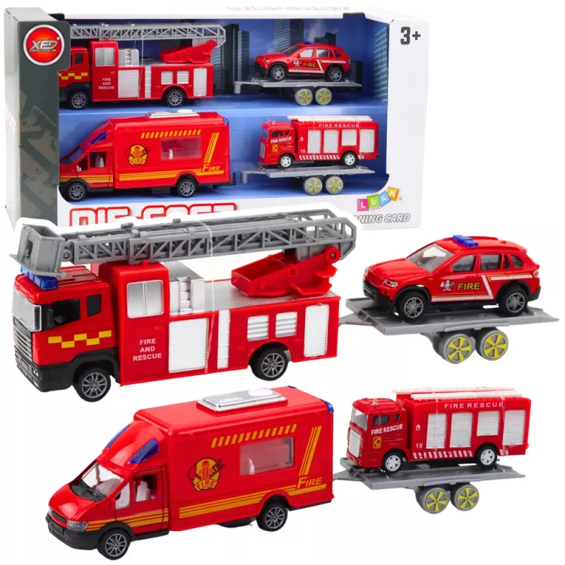 LEAN TOYS Feuerwehr Autos Spielset Rot