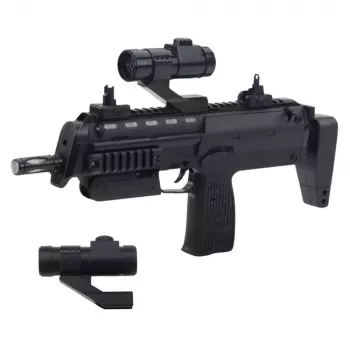 LEAN TOYS Spielzeuggewehr mit Licht, Sound und Zielfernrohr, Schwarz, 41 cm