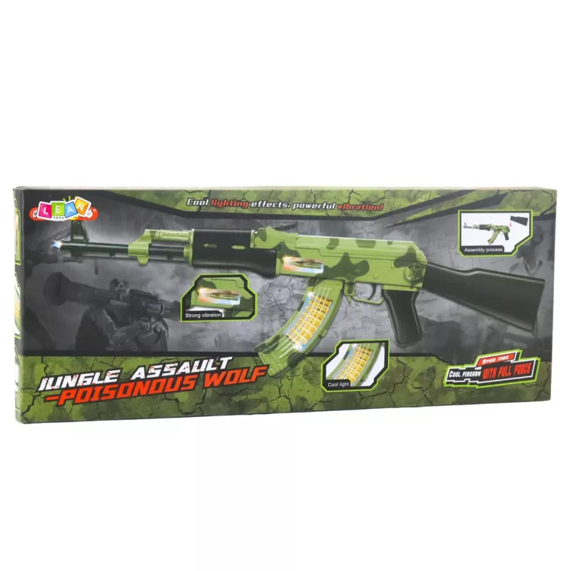 LEAN TOYS Militär Tarngewehr mit Vibration, Licht und Sound, 70 cm