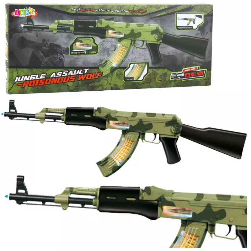 LEAN TOYS Militär Tarngewehr mit Vibration, Licht und Sound, 70 cm