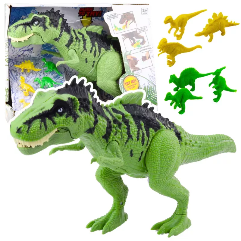 LEAN TOYS Dinosaurier-Set mit kleinen Figuren, beweglichen Teilen und Geräuschen, Grün