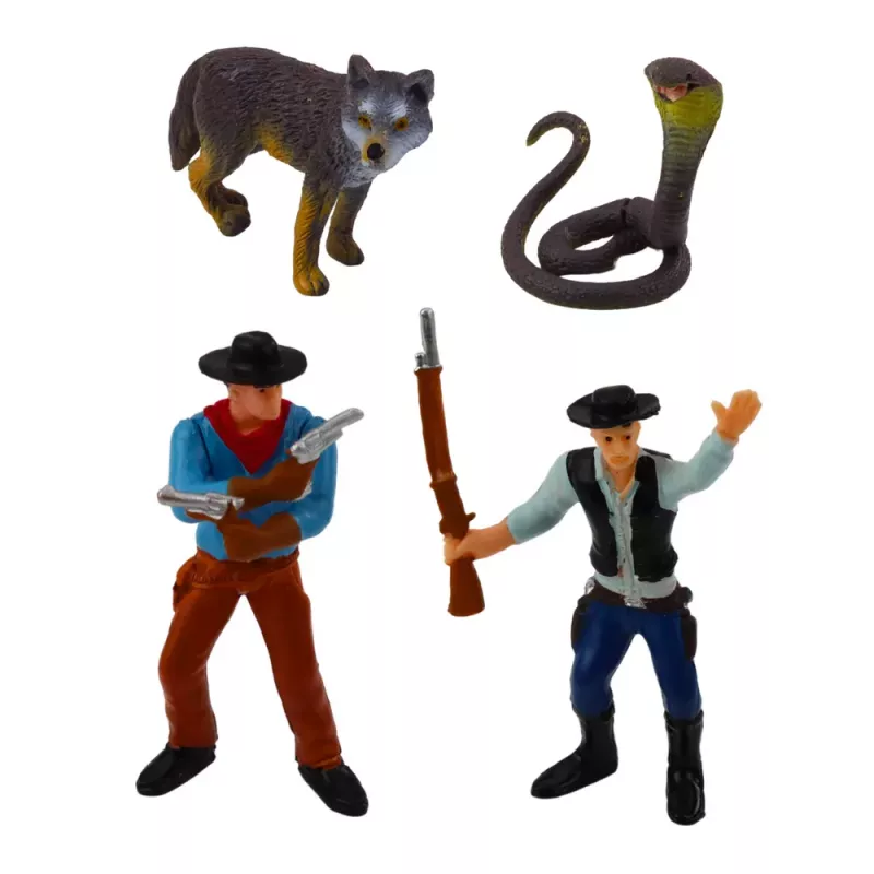 LEAN TOYS Cowboy Set Figures Wild West Cowboy Boat Cannon