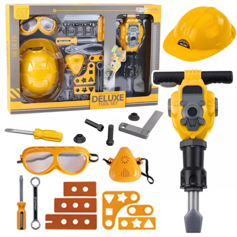 LEAN TOYS DIY Werkzeugset Drucklufthammer Akkubetrieben 21-teilig