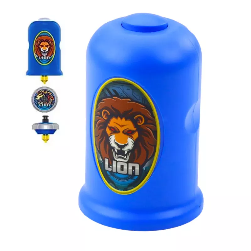 LEAN TOYS Flying Disk Lion Spinner Launcher Set Blau