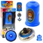 LEAN TOYS Flying Disk Lion Spinner Launcher Set Blau
