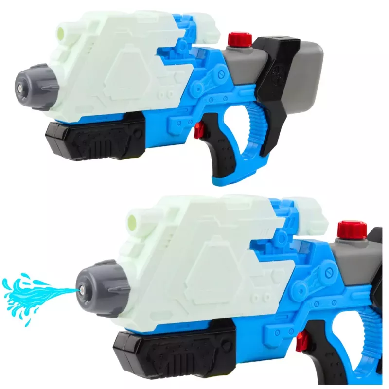 LEAN TOYS Mechanisch gepumpte Wasser-Gewehrpistole Weiß und Blau 650ml