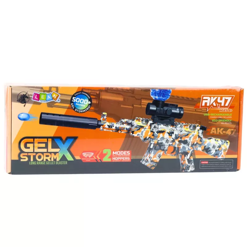 LEAN TOYS AK47 Rifle For Water Balls Hydrogel Graffiti Orange