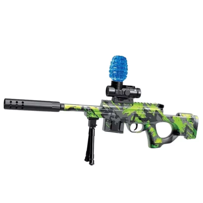 LEAN TOYS AWM-Gewehr für Wasserbälle Hydrogel grün mit Schutzbrille 61cm
