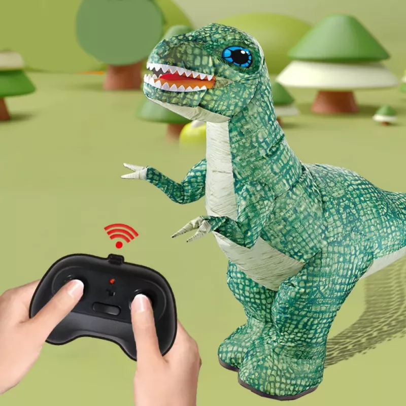 LEAN TOYS Großer aufblasbarer Dinosaurier ferngesteuert RC Grün 130 x 190 cm