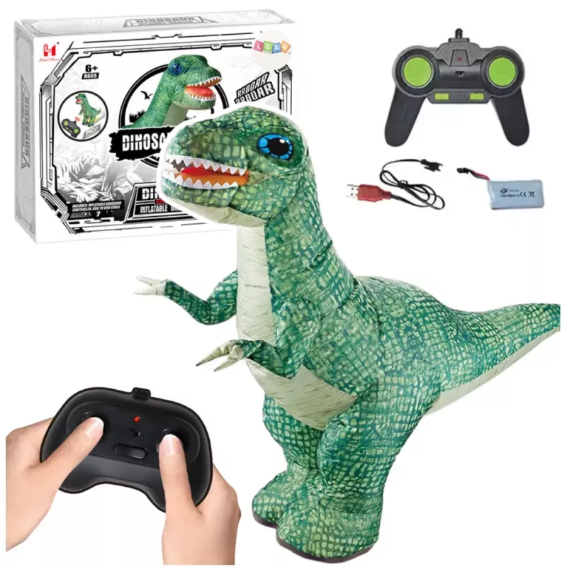 LEAN TOYS Großer aufblasbarer Dinosaurier ferngesteuert RC Grün 130 x 190 cm
