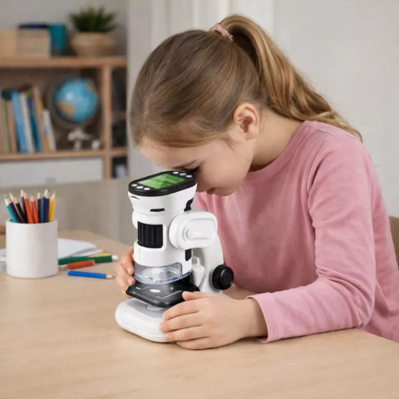 LEAN TOYS Pädagogisches Digitalmikroskop mit Bildschirm, 1000-fach, LED-Video- und Fotofunktion