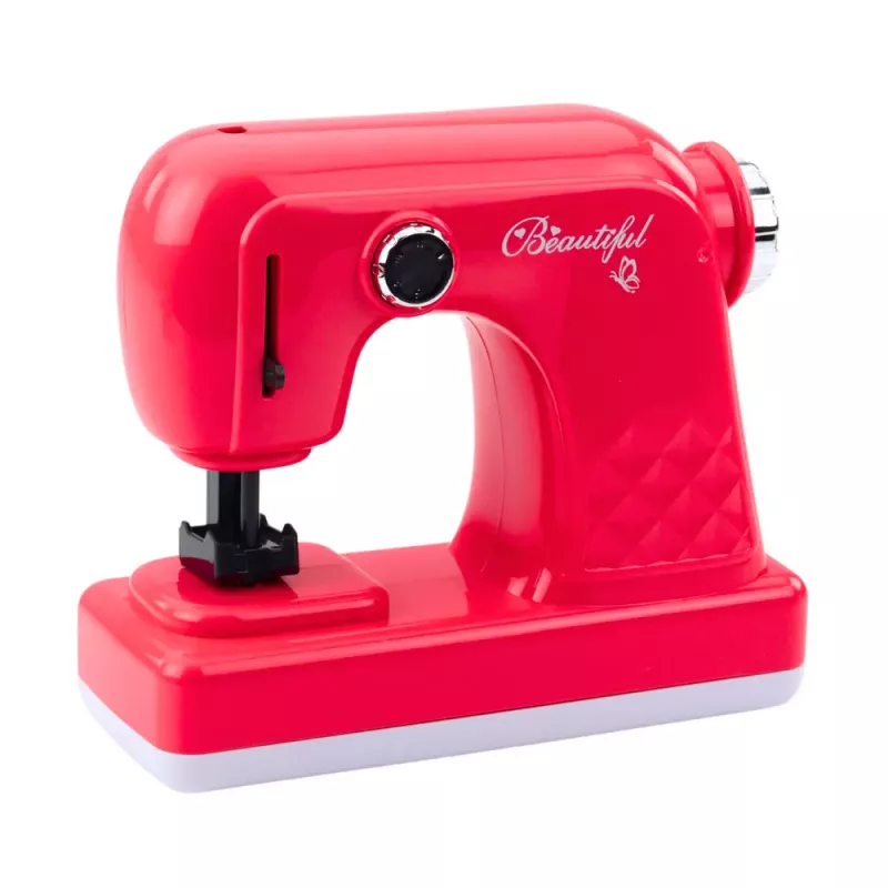 LEAN TOYS Spielzeugnähmaschine mit Maus für Kinder, Hellrosa