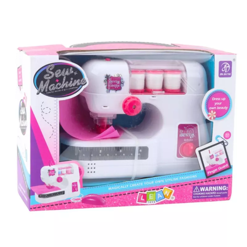 LEAN TOYS Nähmaschine für Kinder mit Faden, Stoff, Lichtern und Geräuschen