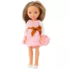 LEAN TOYS Steffi Love Puppe in rosa Kleid mit Schleife, lange braune Haare, 29 cm