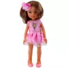 LEAN TOYS Puppe im rosa Kleid mit langen braunen Haaren und Blumenhaarnadel