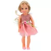 LEAN TOYS Puppe im Kleid mit Schleife, lange Haare, pink, Kamm, 38 cm