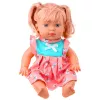 LEAN TOYS Babypuppe mit buntem Kleid, Pony, Fläschchen, Sound