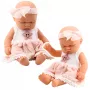 LEAN TOYS Schlafende Babypuppe mit rosa Spitzenkleid und Stirnband mit Stern