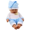 LEAN TOYS Schlafende Babypuppe in blauen Schlafanzügen mit Bommelmütze